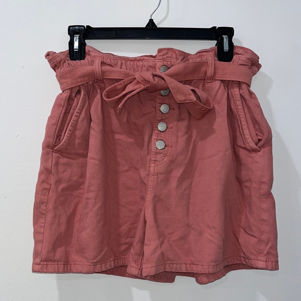 LOFT pink paperbag high waisted shorts - MEDIUM